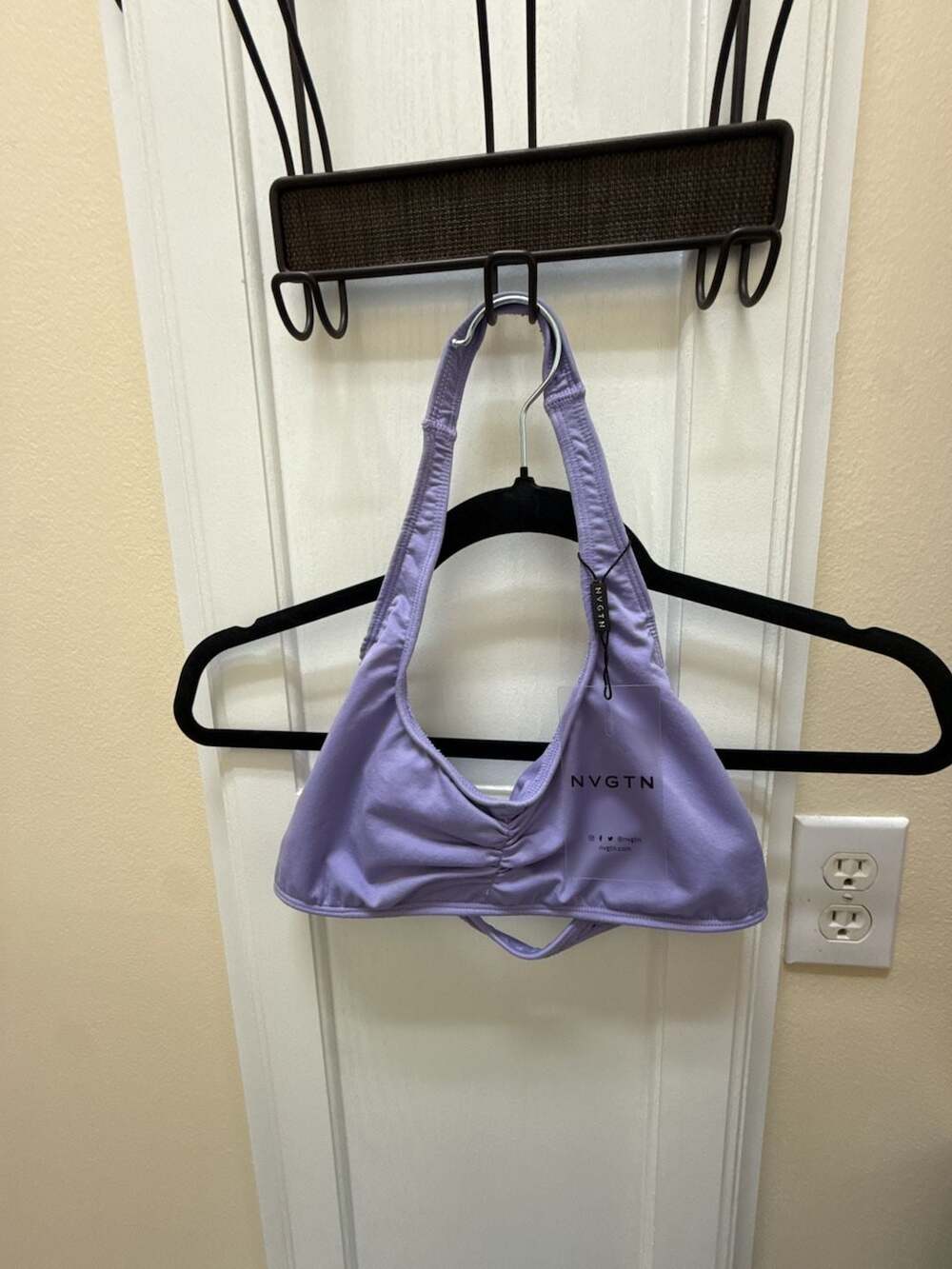 NVGTN Lavender Twist-Front Halter Sports Bra